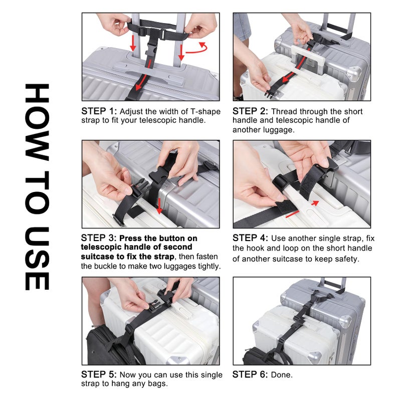 Vigorport Luggage Straps, Luggage Connector Straps for Suitcases Add A Bag and Connect Your 2 Suitcases Together Adjustable Attachment Accessories Belts (1'' Width S Size) - Image 4